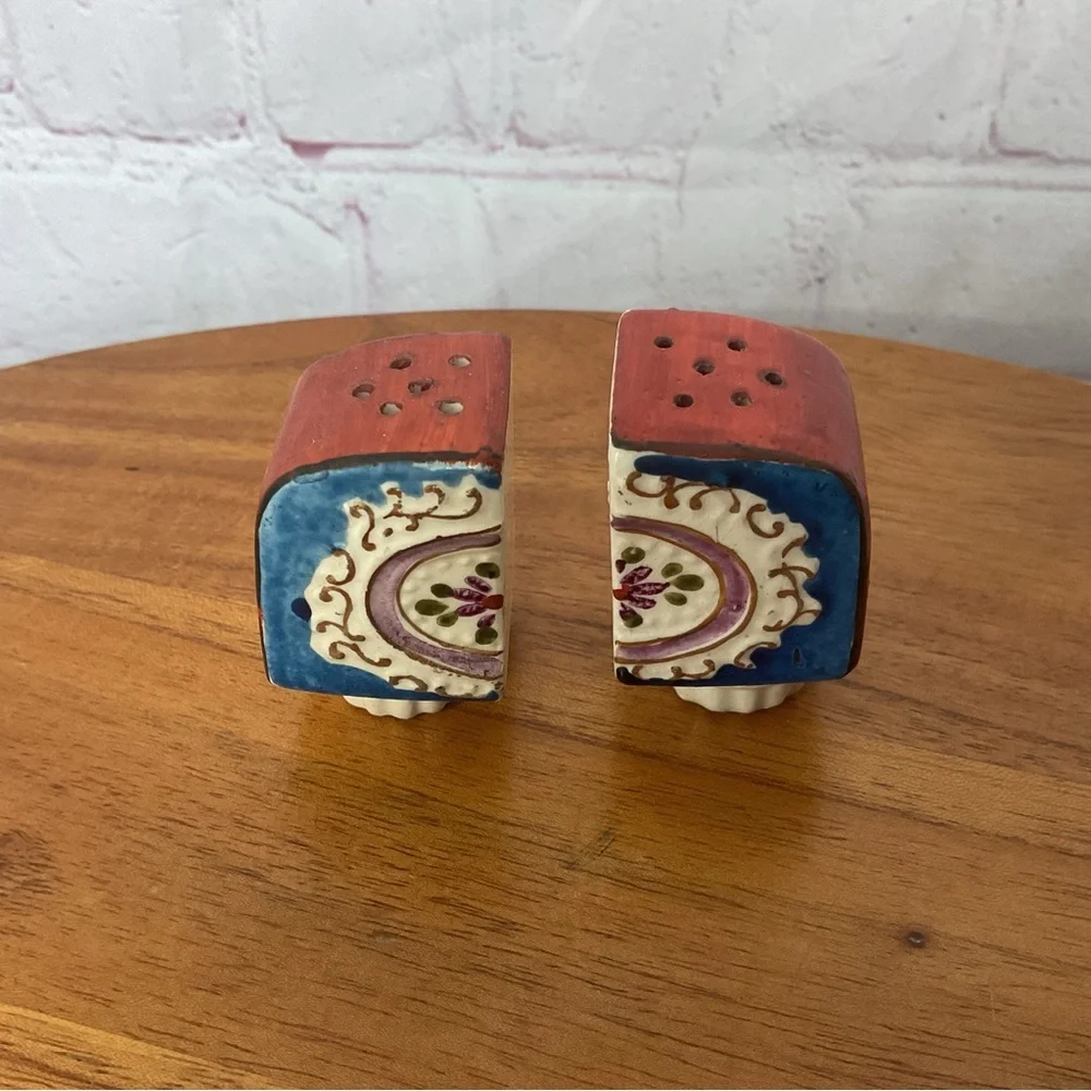 Vintage Japanese Boat Ceramic Salt and Pepper Shaker Pair